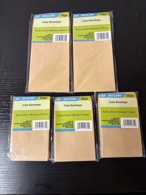 Bulk Coin Envelope Lot 5 Packs Jot Mailing 90 Total Envelopes